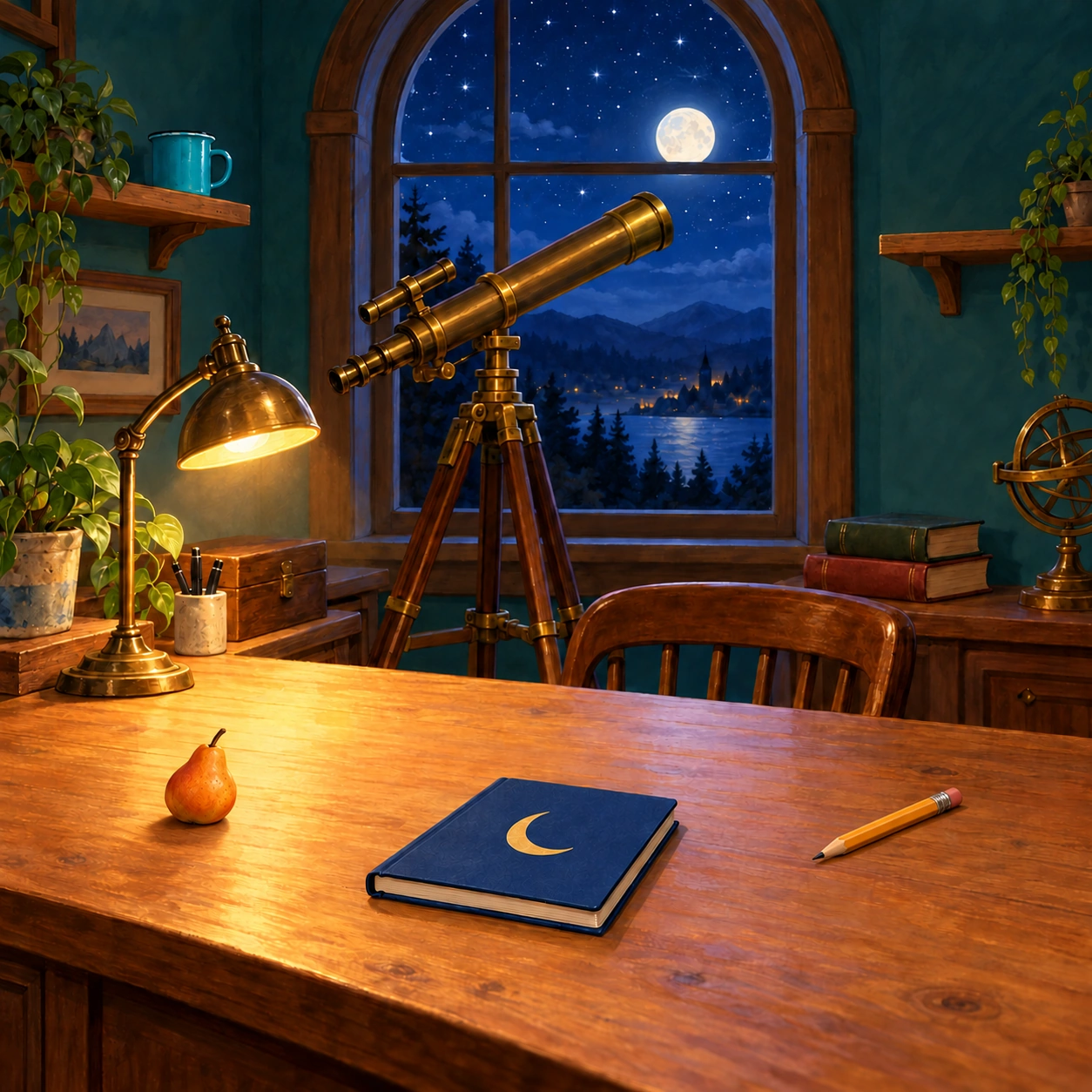 Moonlit Observatory Desk — modified