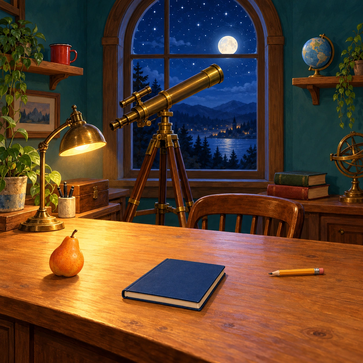 Moonlit Observatory Desk — original
